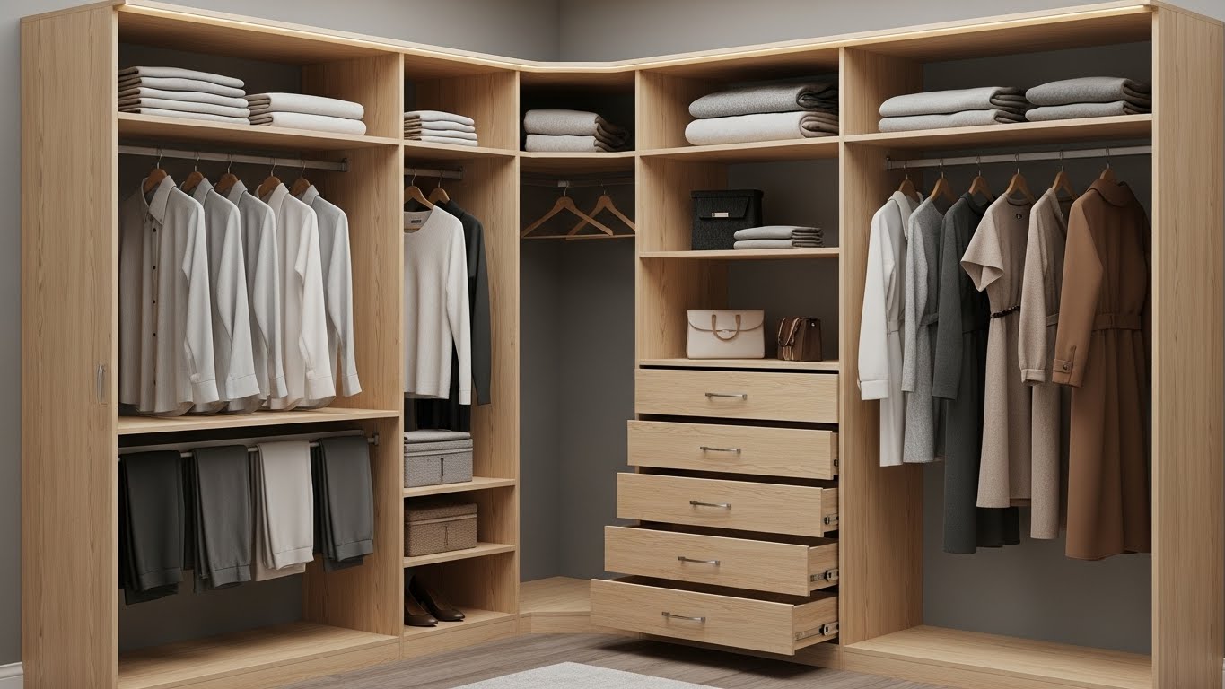 L Shaped Closet Organizer Ideas Inside the Wardrobe