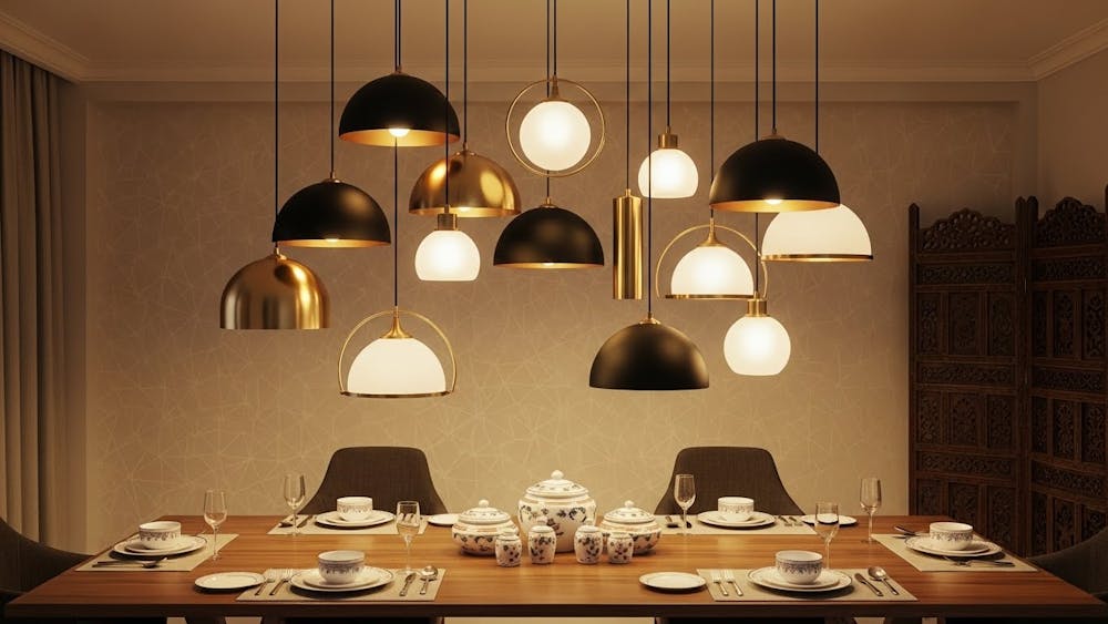 Cluster Pendant Lights as Dining Table Light Design