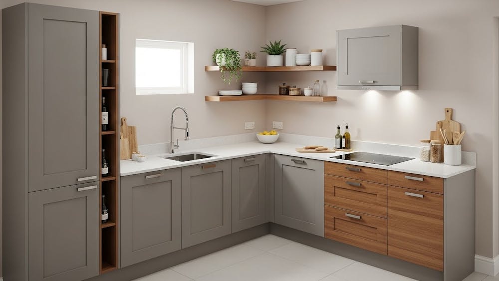 Small L Shape Modular Kitchen Design for Corners