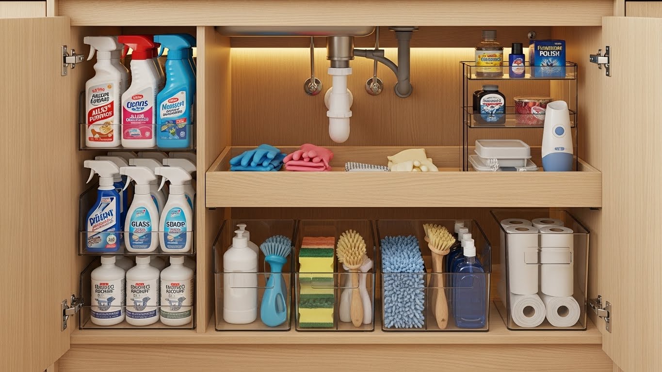 Under-Sink Organisation for Cleaning Supplies