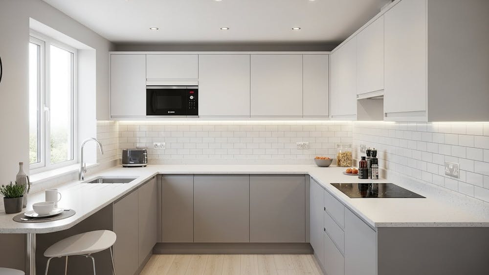Small U-Shaped or C-Shaped Modular Kitchen