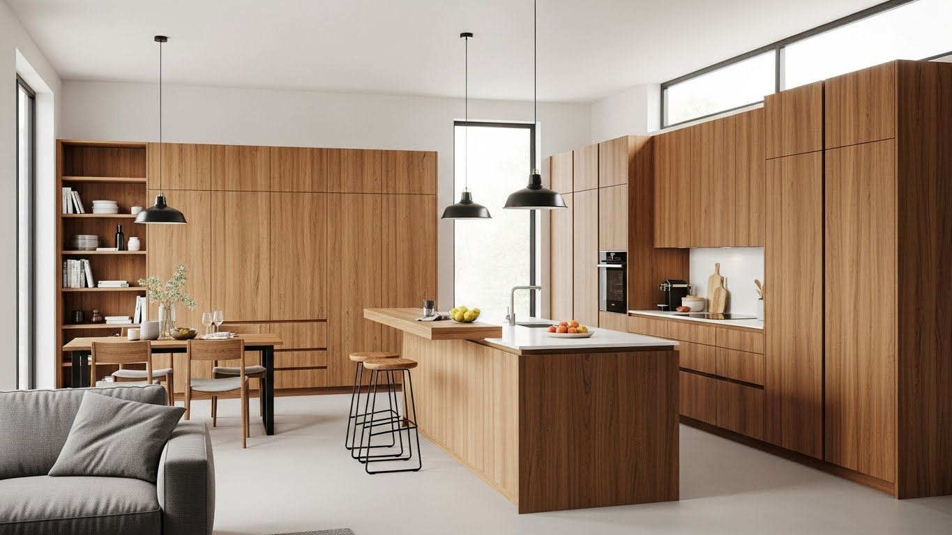 Modular Kitchen Woodwork Matching Wardrobes & Other Rooms