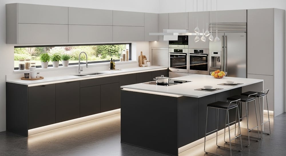 U Shaped Modular Kitchen Design With Window