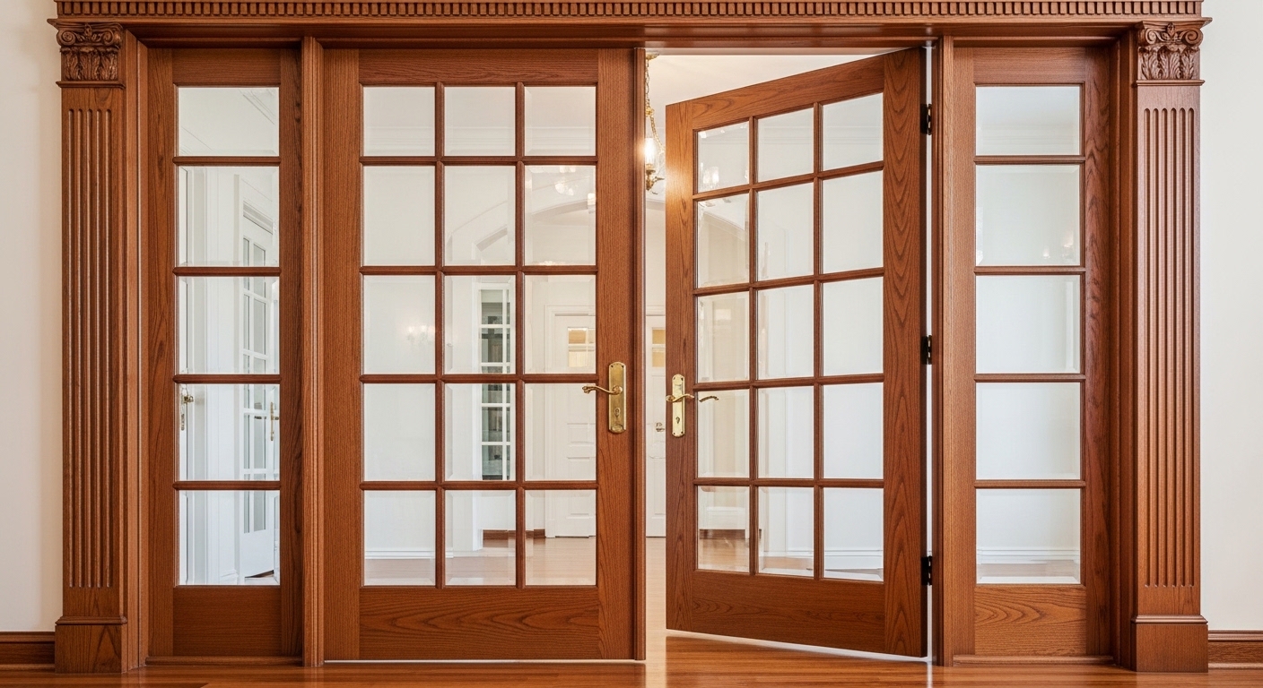 Glass Panel Doors with Wooden Frames