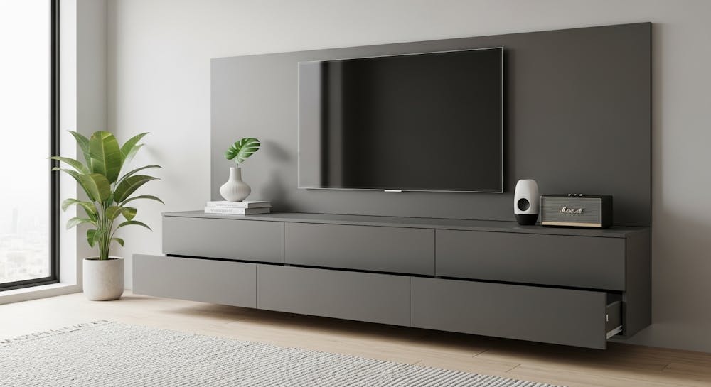 TV Panel with Storage Drawers