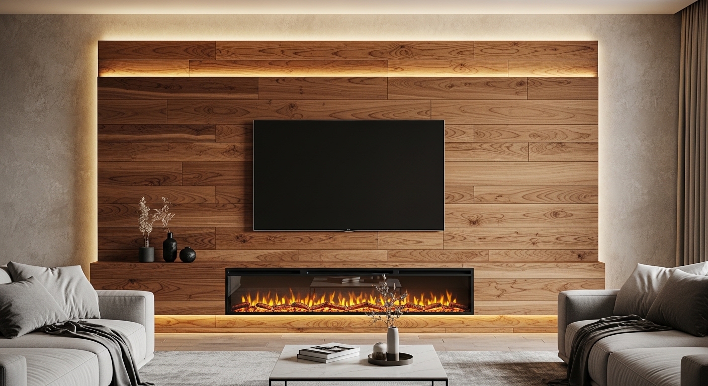 Wooden TV Panel for Warmth & Elegance
