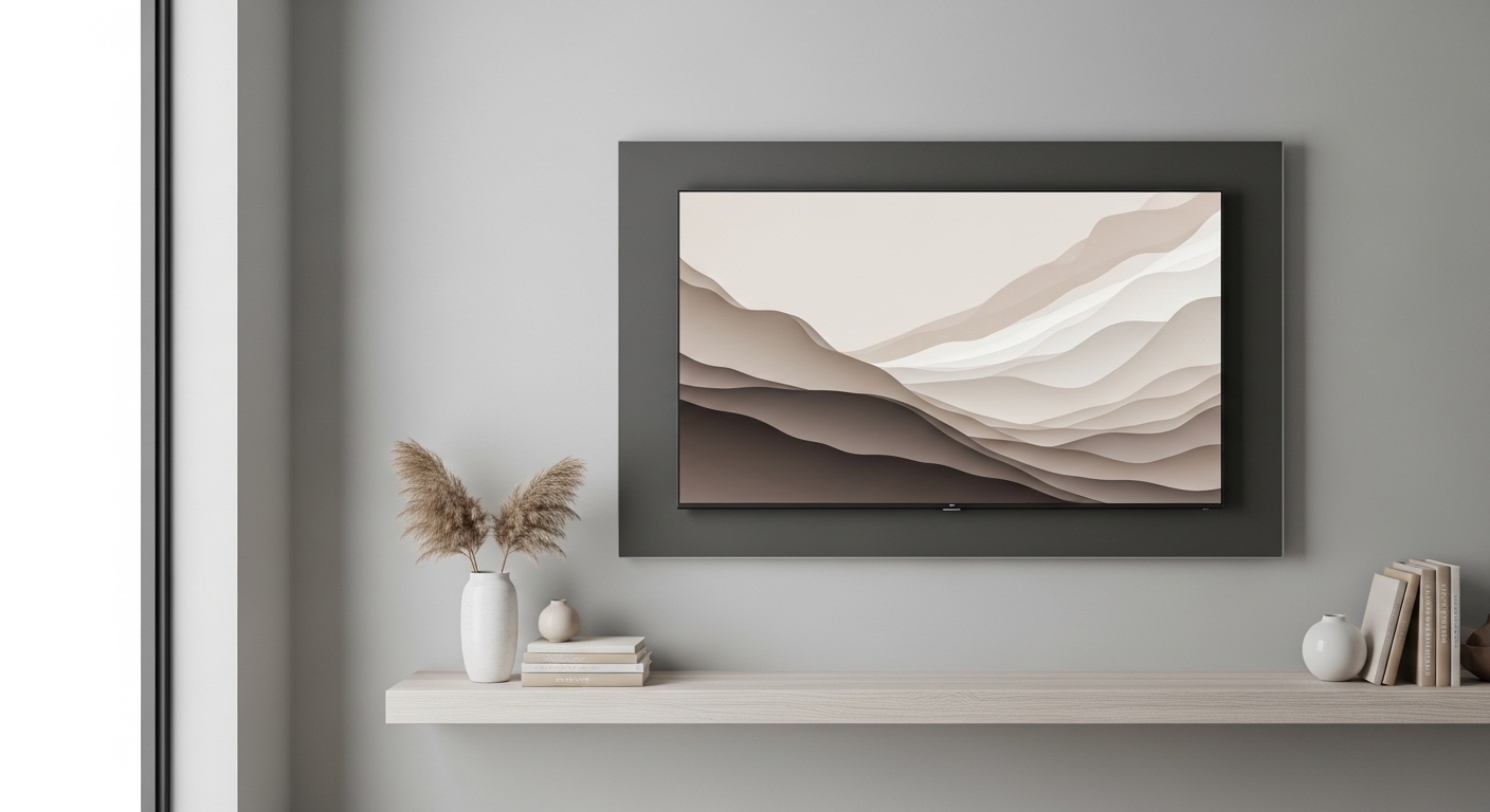 Modern TV Panel Design with Neutral Colours