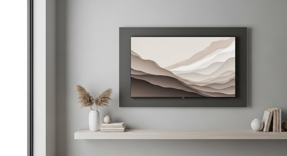 Modern TV Panel Design with Neutral Colours