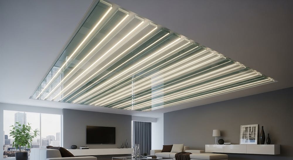 Baffle Style Glass False Ceiling Design