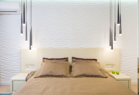 Minimalist Bedroom with Textured Headboard