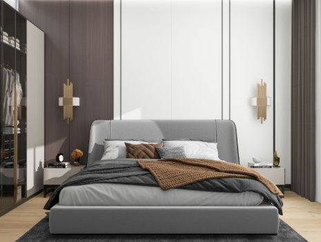 Minimalist Bedroom with Neutral Upholstery