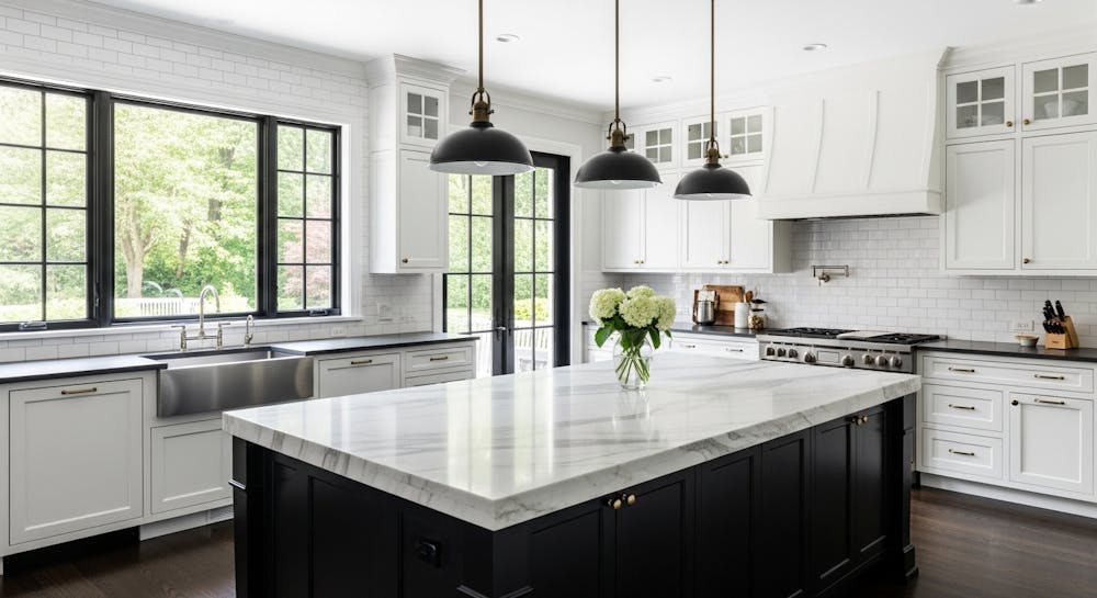 The Classic White Island Kitchen with Contrast Elements