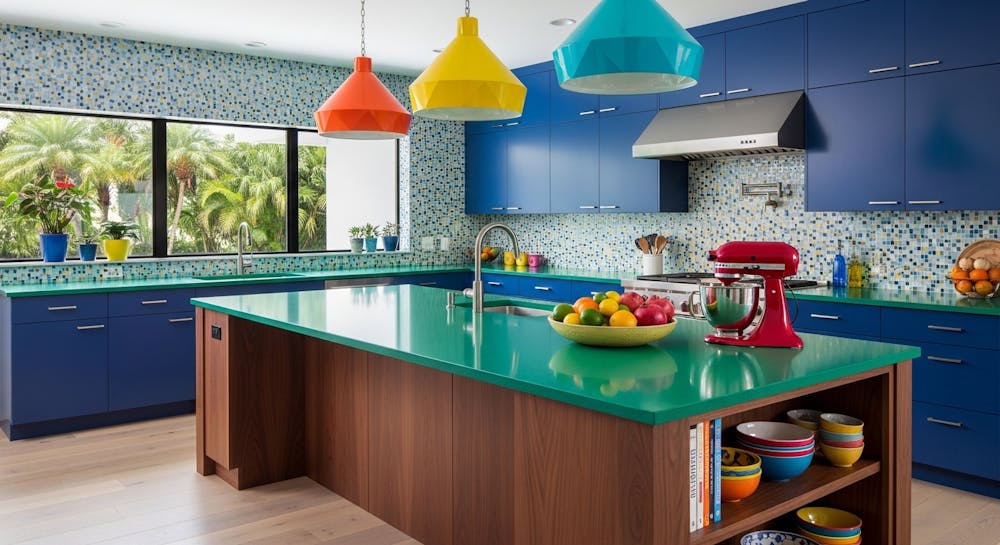 Bold & Colorful Island Kitchen Design