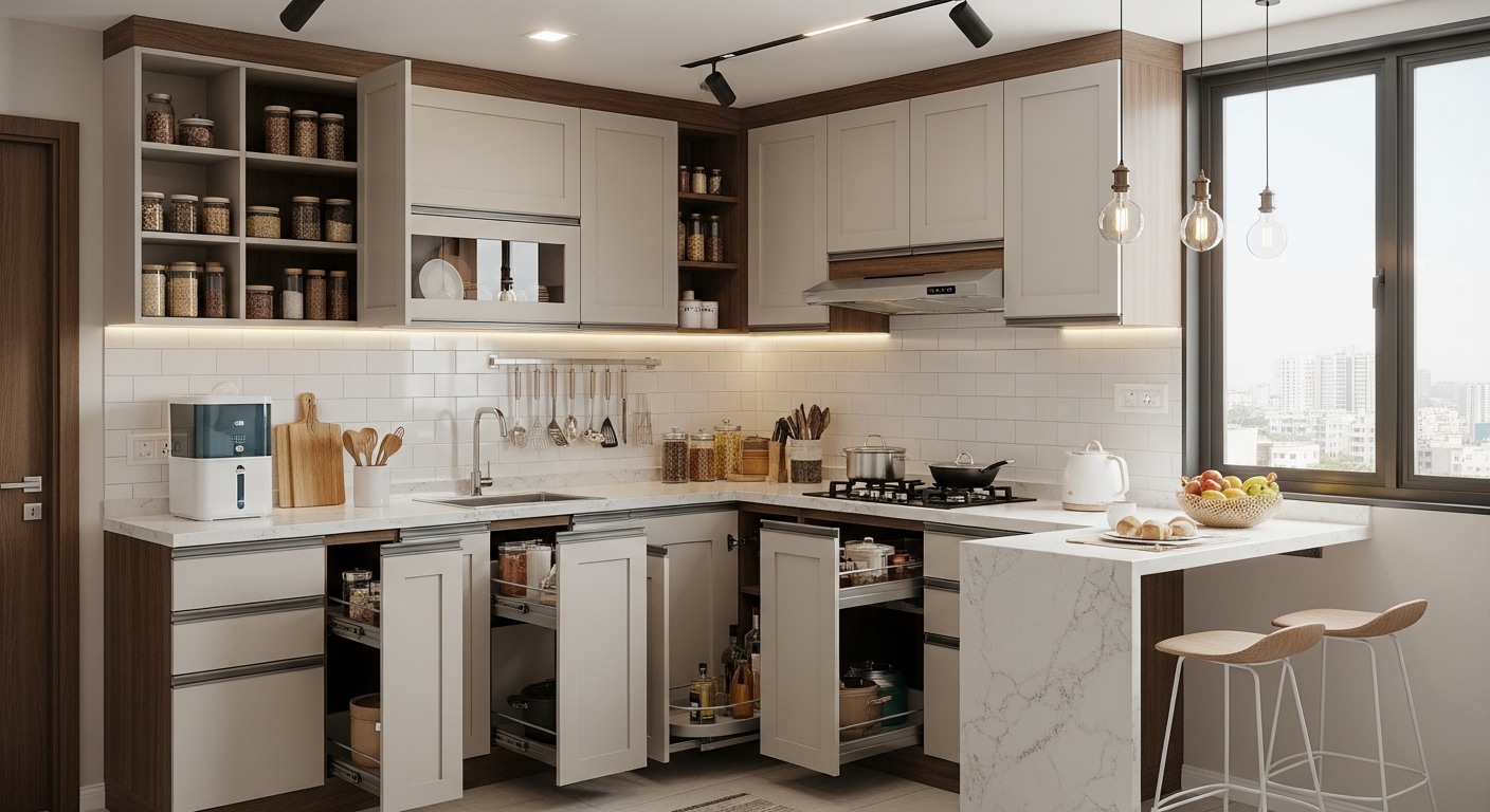 L-Shaped Modular Kitchen Layout