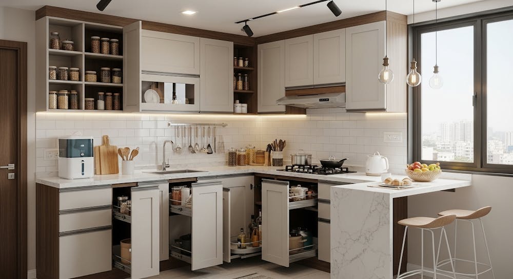 L-Shaped Modular Kitchen Layout