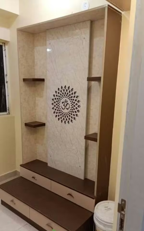 Compact Pooja Unit in Living Room