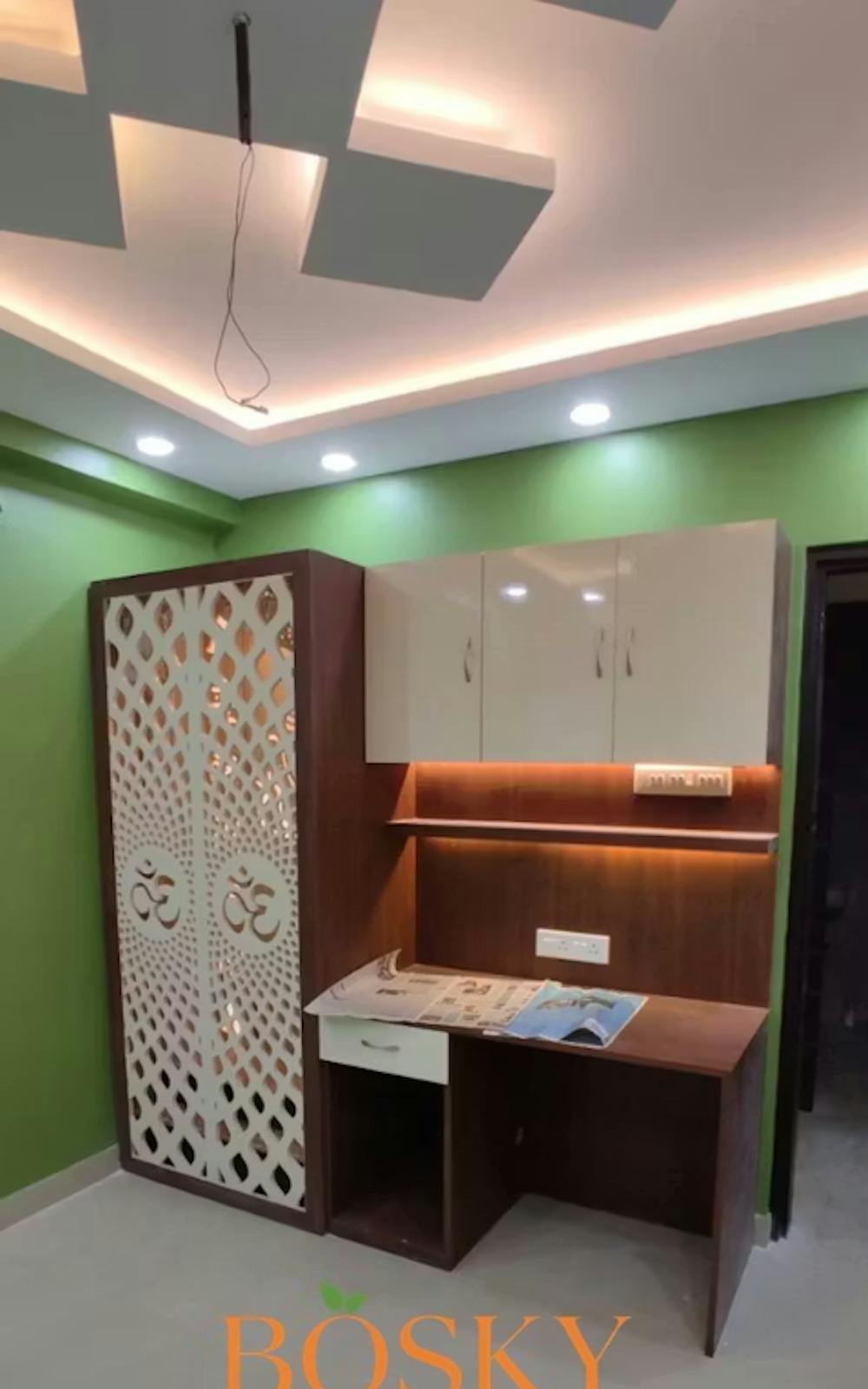 Pooja Room with Jaali Panels