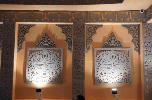 Pooja Room with Backlit Panels