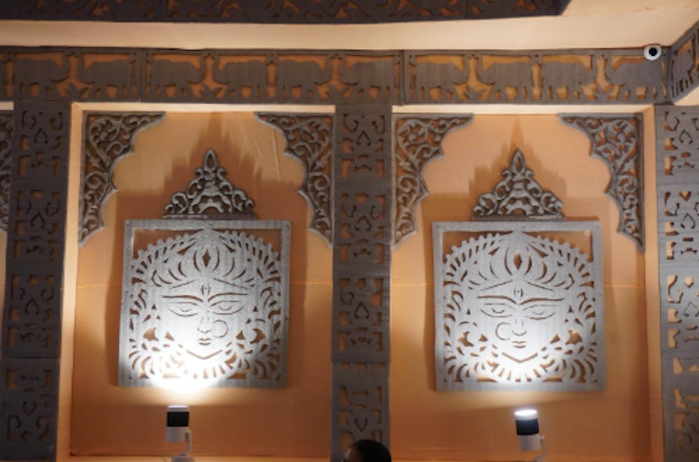 Pooja Room with Backlit Panels