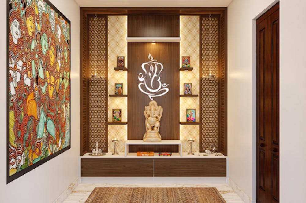 Open Shelf Pooja Design