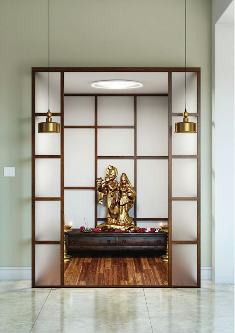 Glass-Enclosed Pooja Unit