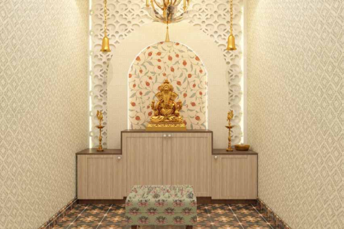 Pooja Room with Soft Pastel Tones