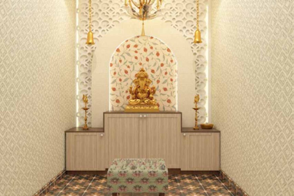 Pooja Room with Soft Pastel Tones