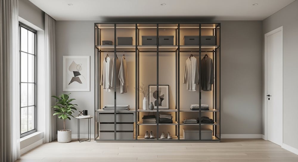 Minimalist Grey-Tinted Wardrobe