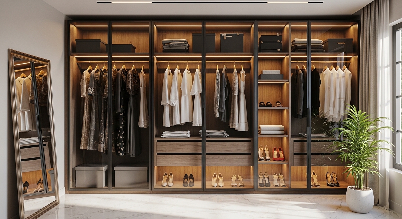 Glass Wardrobe Design Ideas 