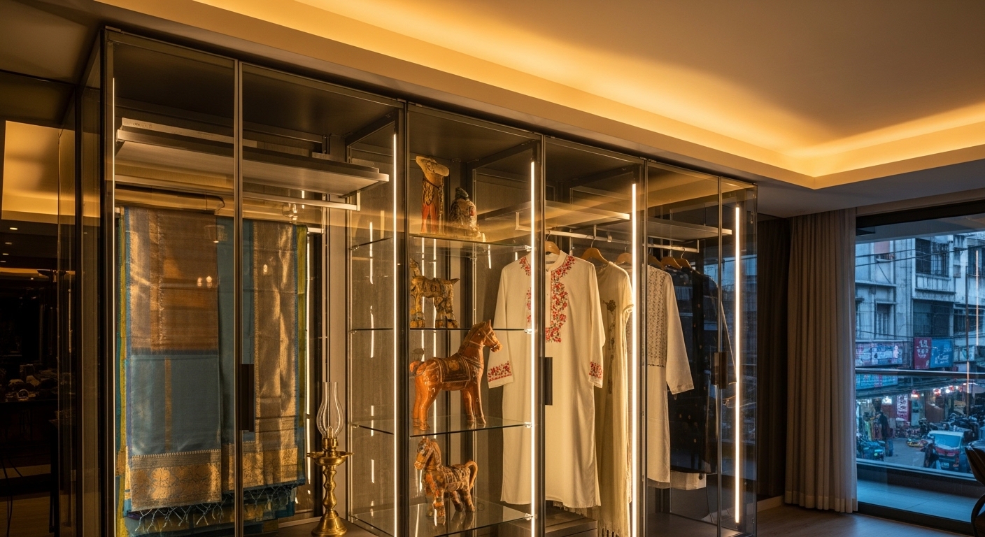 Clear Glass Wardrobe for Display Lovers