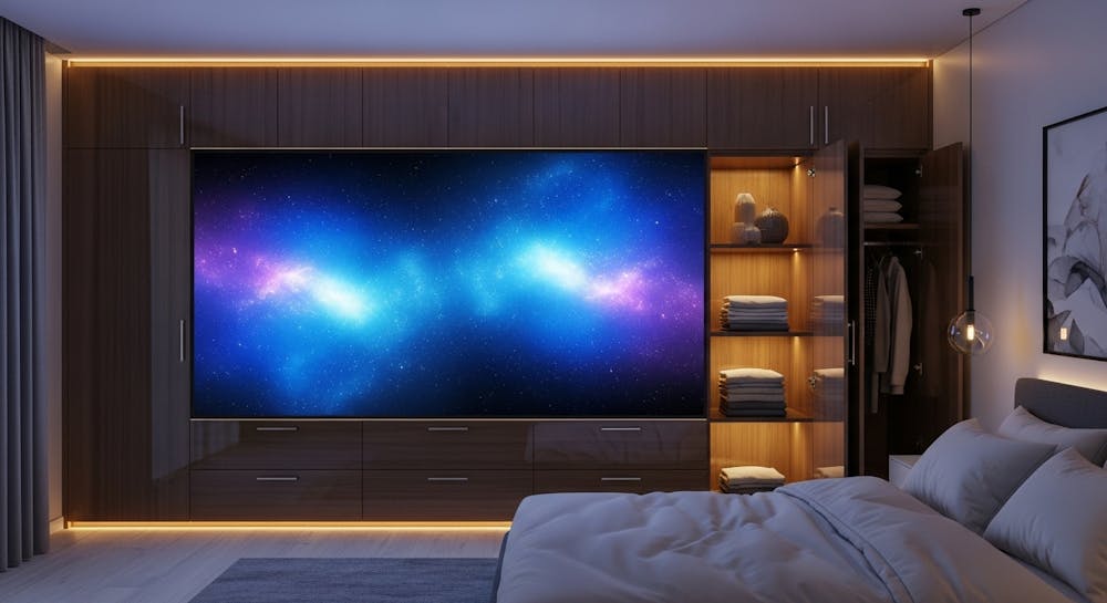 Bedroom LED Panel with Almirah Design