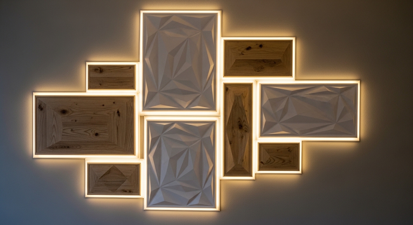 LED Panel Design for Bedroom Walls with Texture