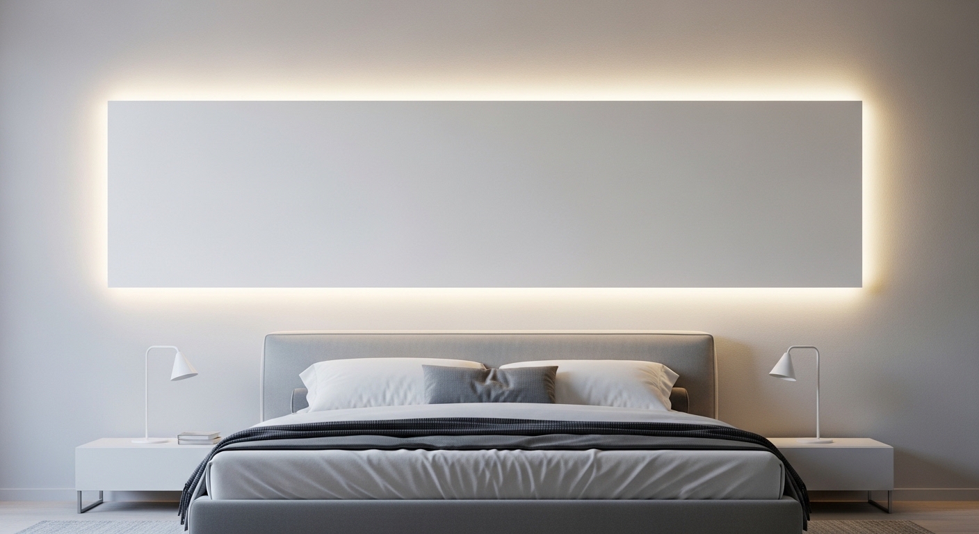 White LED Panel Design for Bedroom