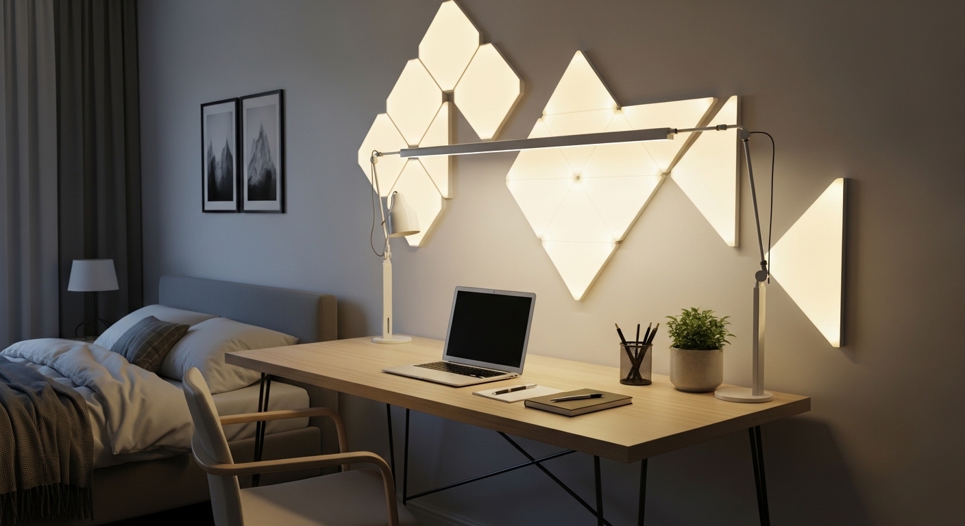 LED Panel Design for Bedroom with Study Table