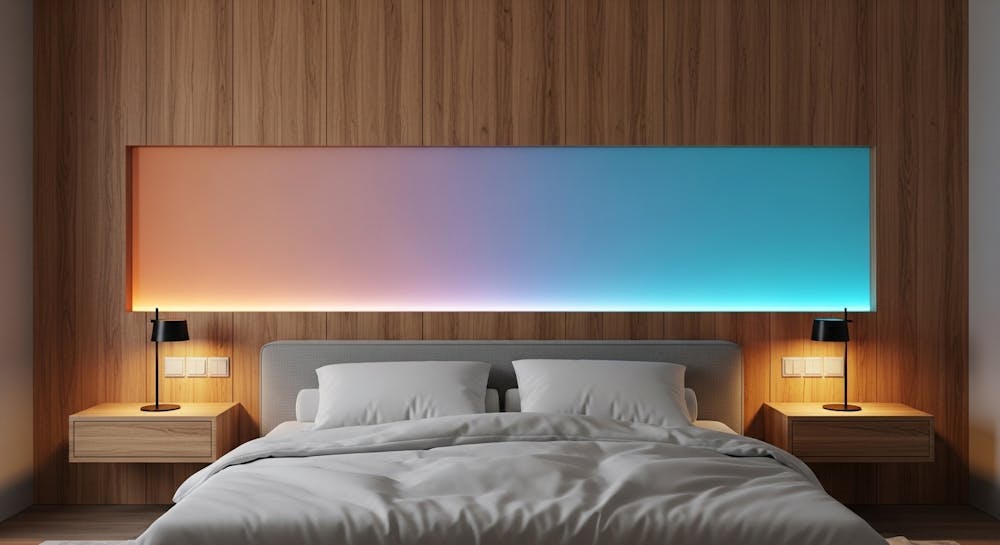 Bedroom LED Panel with Wooden Finish
