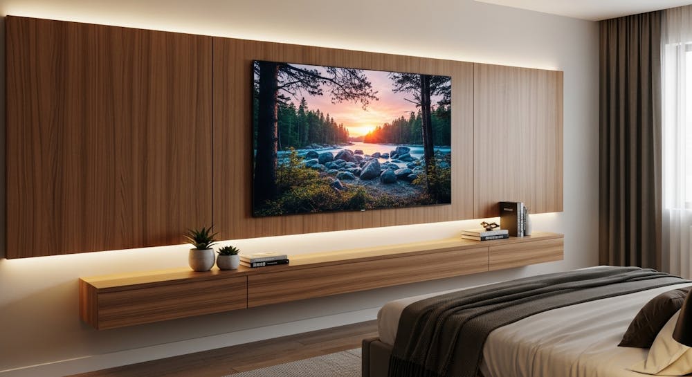 Modern TV Panel with LED for Bedroom