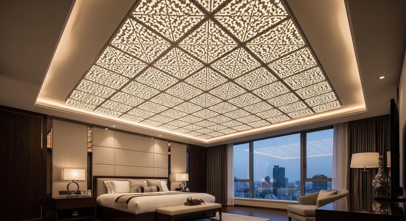 Luxurious LED Panel Design for Master Bedroom