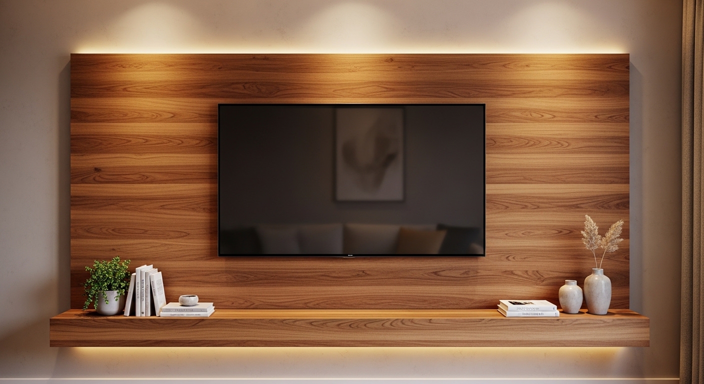 Wooden TV Panel for Warmth & Elegance