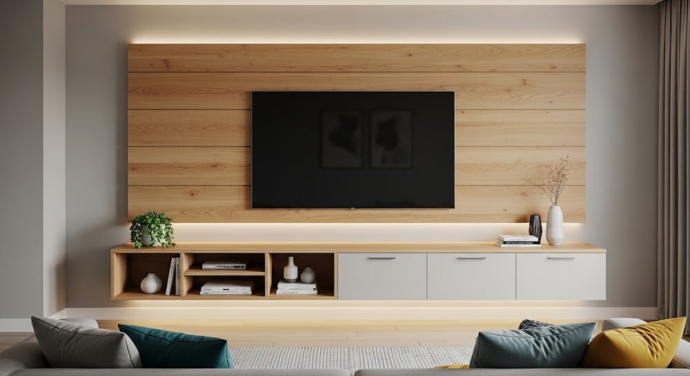 TV Wall Panel Design with Integrated Unit