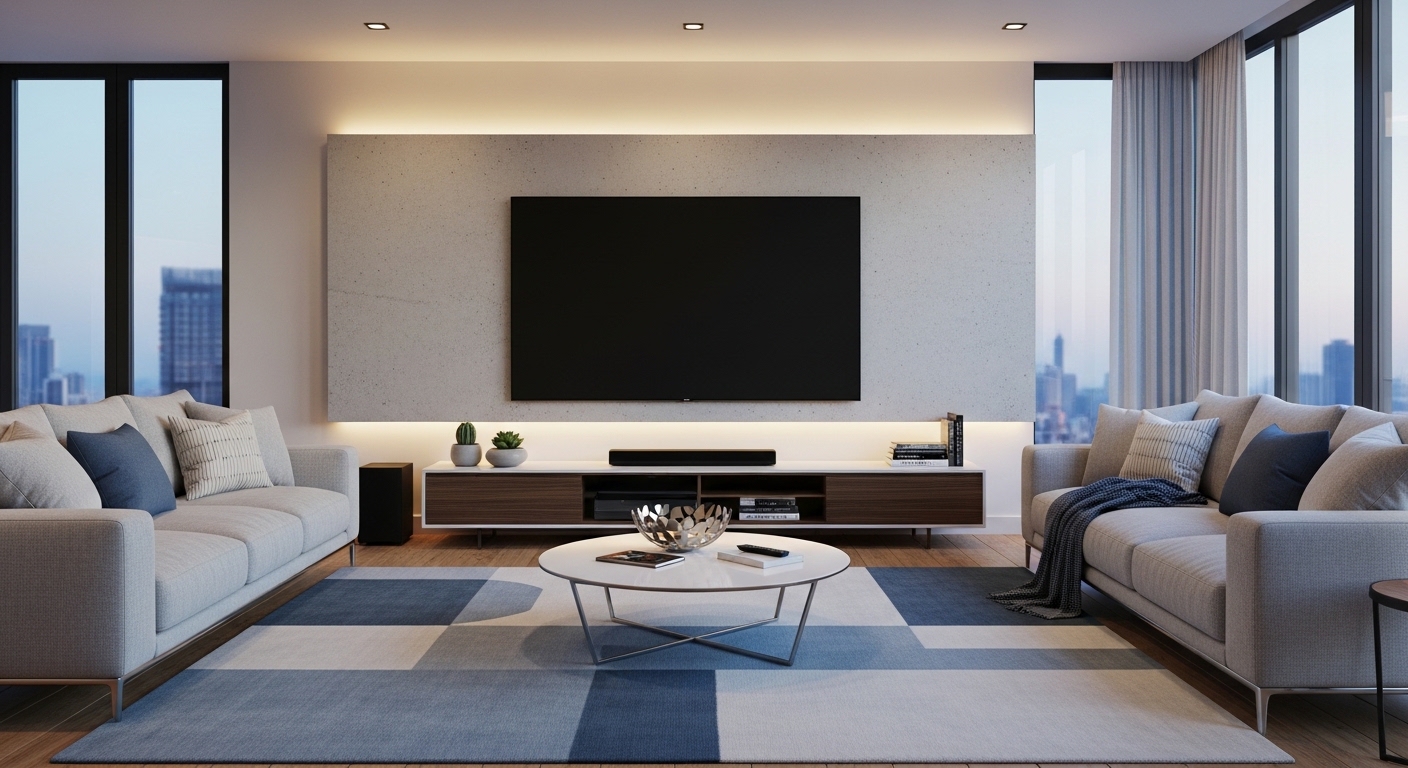 TV Panel as the Focal Point of the Drawing Room