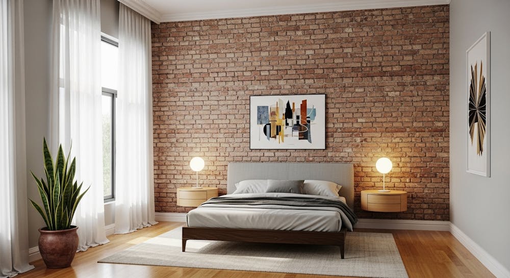 Brick Detailing on the Walls Of the Bedroom