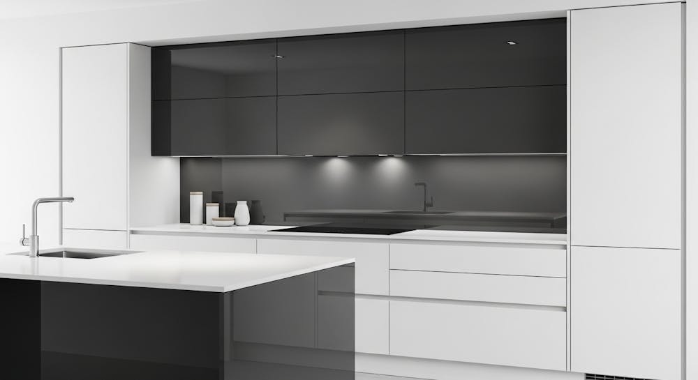 Lacquered Glass Modular Kitchen Cabinets