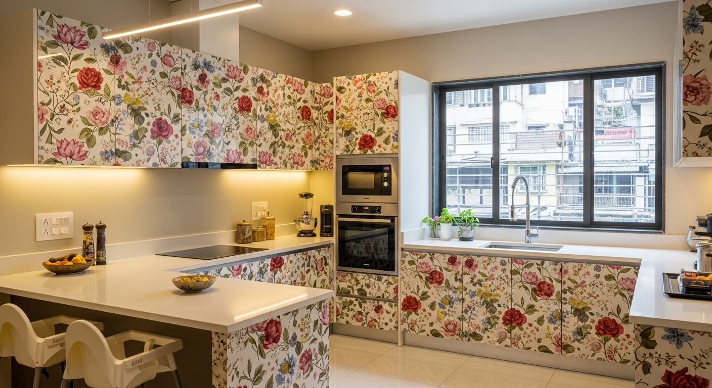  Floral Kitchen Cabinet