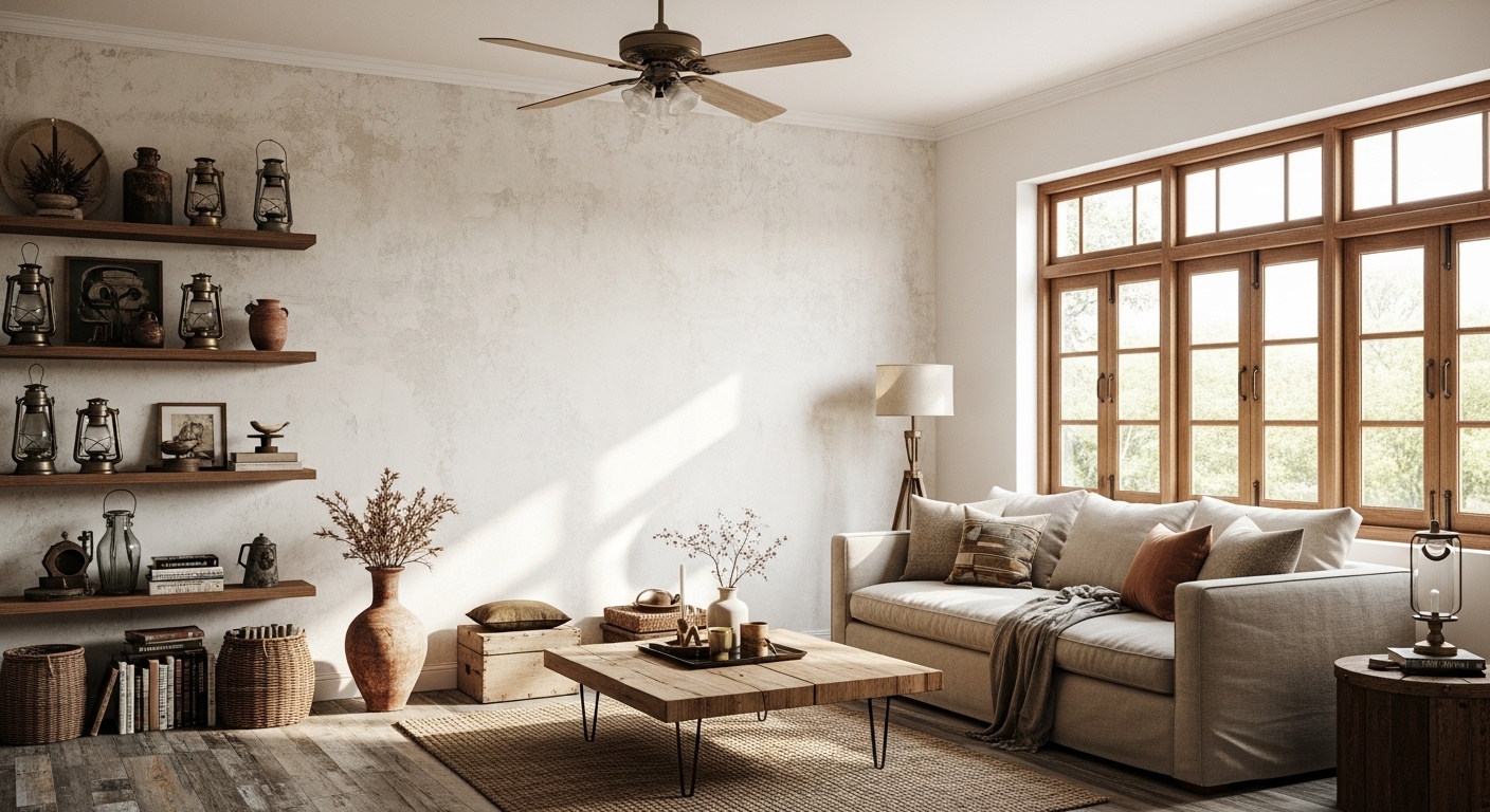 Rustic Ivory Textured Wall Interior Design