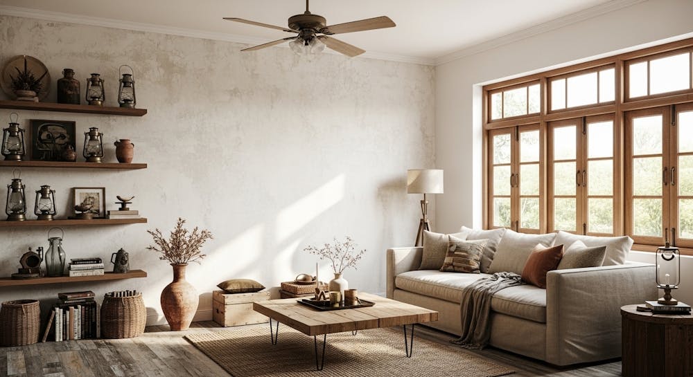 Rustic Ivory Textured Wall Interior Design