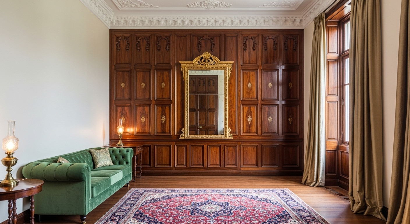 Sophisticated Wooden Panelling Wall Interior Design