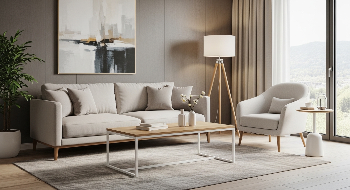 Sophisticated White and Wooden Striped Interior Design