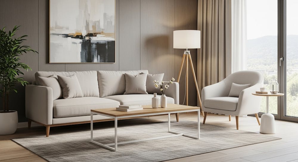 Sophisticated White and Wooden Striped Interior Design