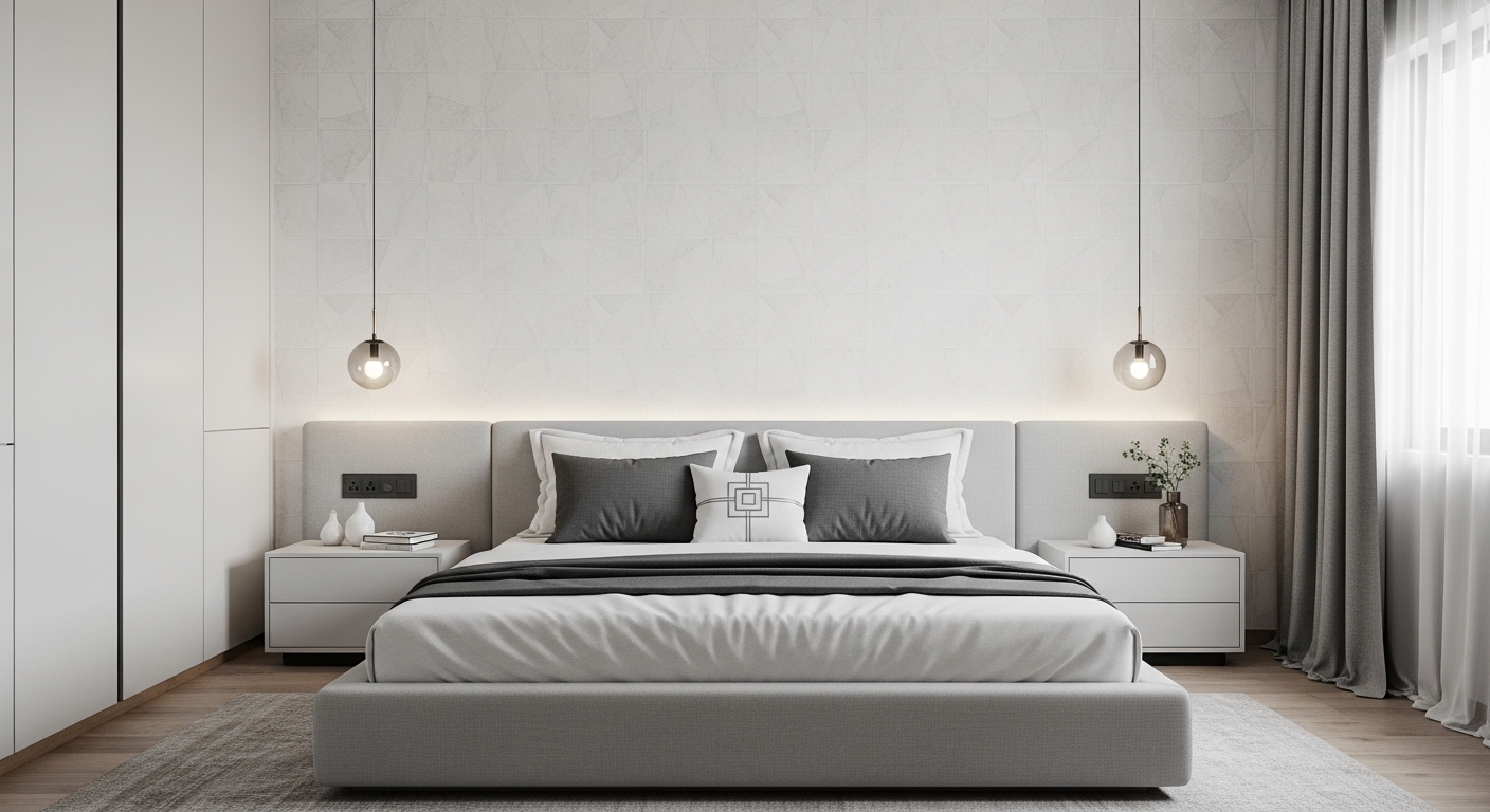 Sophisticated Grey and White Platform Bed