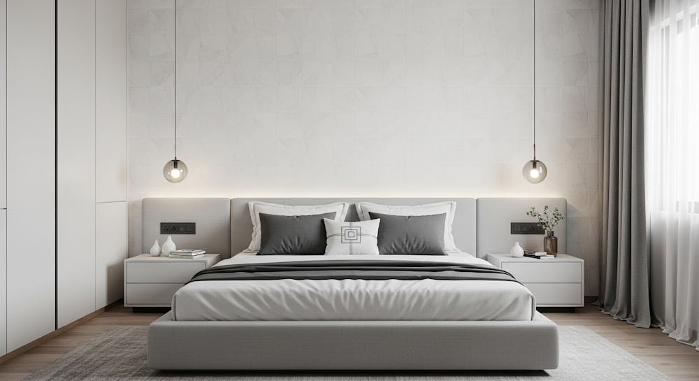 Sophisticated Grey and White Platform Bed